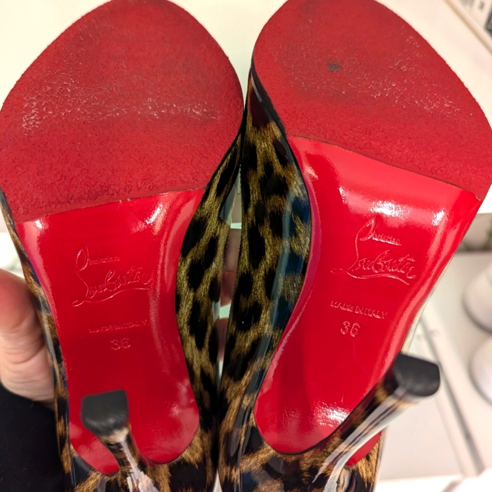 Christian Louboutin Fifi 120 Patent Leopard Pumps - Picture 5 of 6